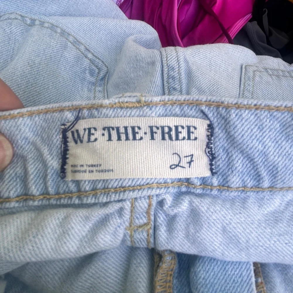 Free People We The Free Tinsley Baggy High Rise Straight Leg Distressed Jeans 27